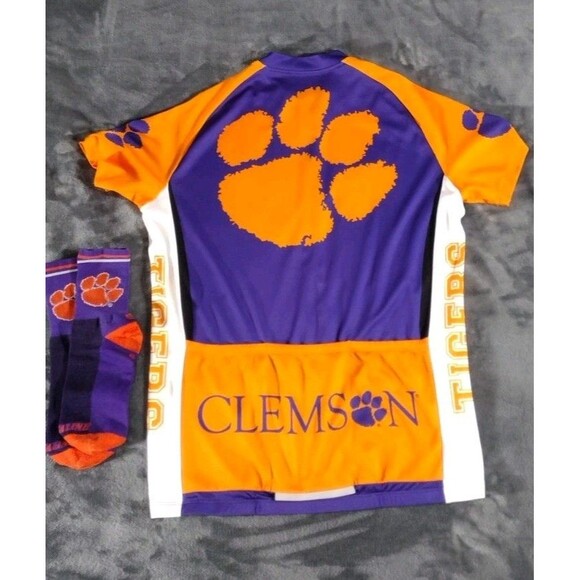 Clemson Football XL Jersey Shirt & Socks Orange Blue White Full Zip Pockets - Picture 5 of 13
